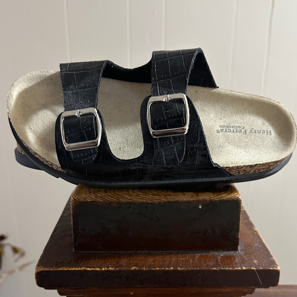 Henry Ferrera womans Black Buckle Sandals